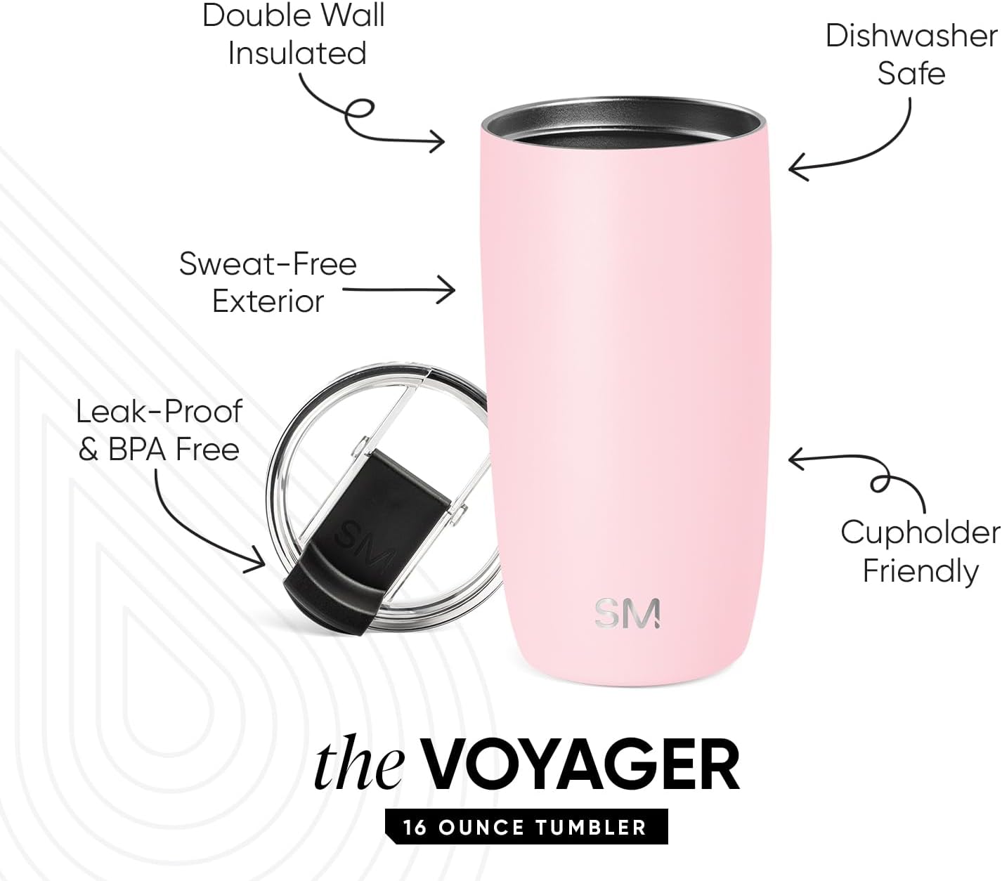 Travel Coffee Mug with Lid | 16oz | Blue | Voyager Coffee Cup, Coffee Tumbler for Hot & Iced Drinks | Insulated Stainless Steel Travel Mug | Blue Dune