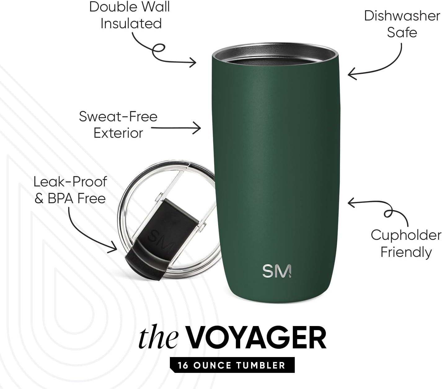 Travel Coffee Mug with Lid | 16oz | Blue | Voyager Coffee Cup, Coffee Tumbler for Hot & Iced Drinks | Insulated Stainless Steel Travel Mug | Blue Dune