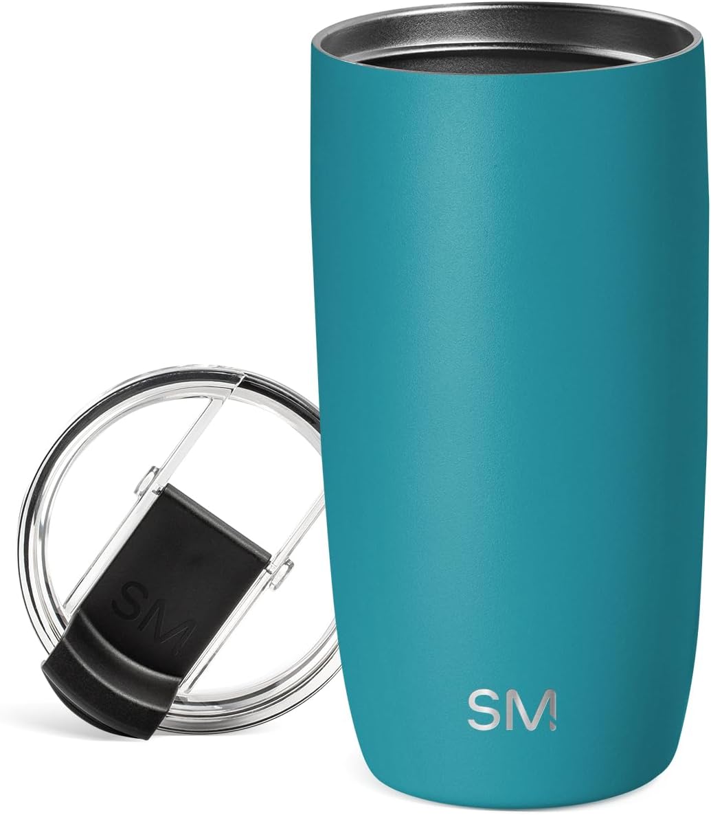 Travel Coffee Mug with Lid | 16oz | Blue | Voyager Coffee Cup, Coffee Tumbler for Hot & Iced Drinks | Insulated Stainless Steel Travel Mug | Blue Dune