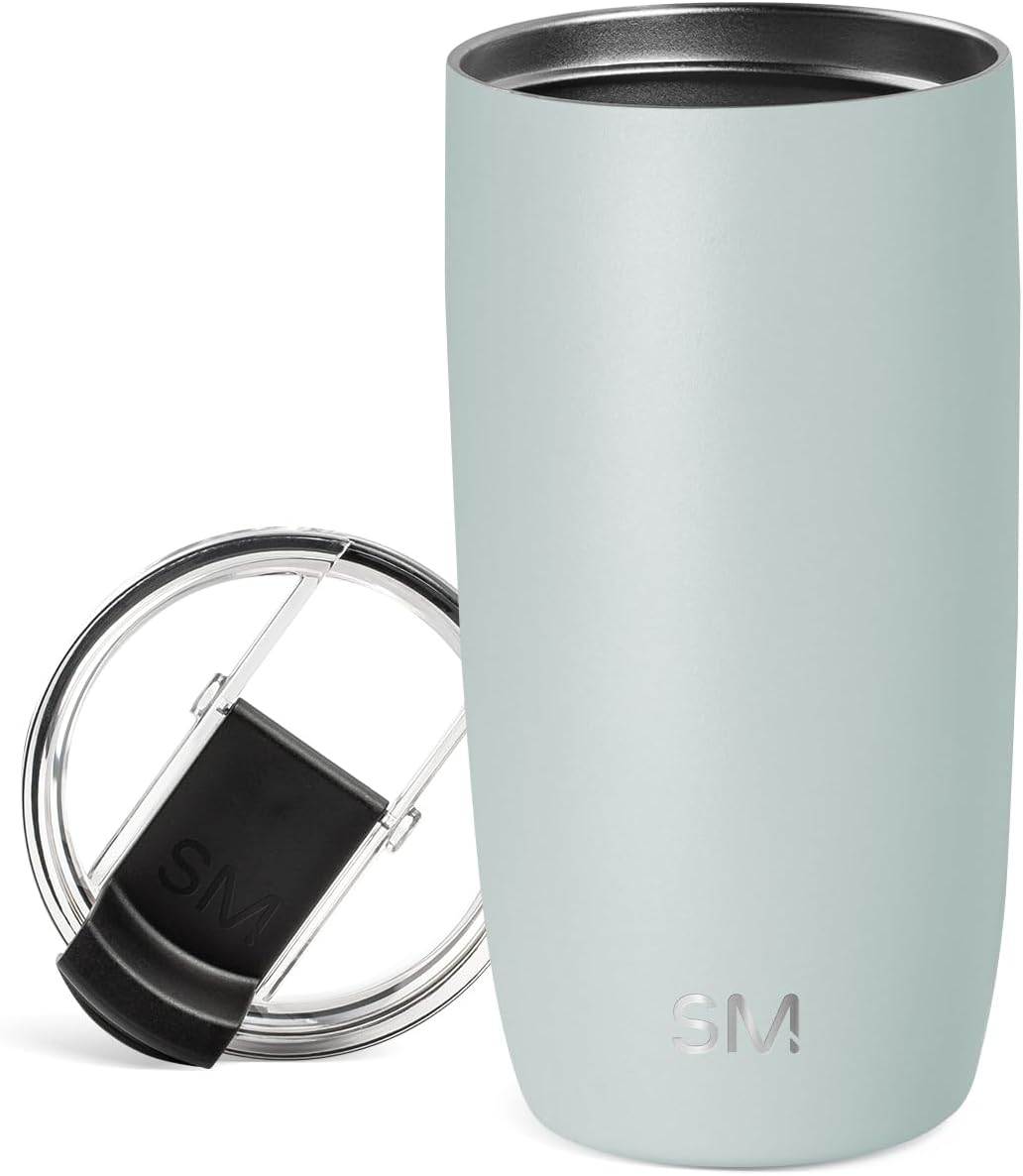 Travel Coffee Mug with Lid | 16oz | Blue | Voyager Coffee Cup, Coffee Tumbler for Hot & Iced Drinks | Insulated Stainless Steel Travel Mug | Blue Dune