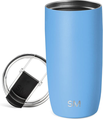 Travel Coffee Mug with Lid | 16oz | Blue | Voyager Coffee Cup, Coffee Tumbler for Hot & Iced Drinks | Insulated Stainless Steel Travel Mug | Blue Dune