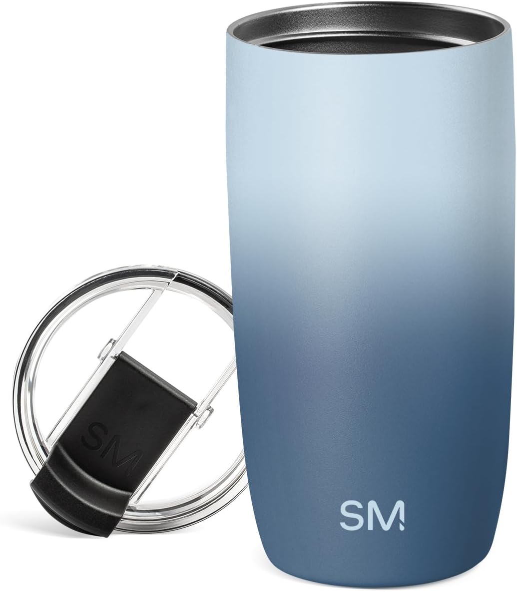 Travel Coffee Mug with Lid | 16oz | Blue | Voyager Coffee Cup, Coffee Tumbler for Hot & Iced Drinks | Insulated Stainless Steel Travel Mug | Blue Dune