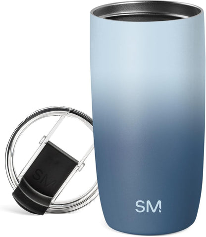 Travel Coffee Mug with Lid | 16oz | Blue | Voyager Coffee Cup, Coffee Tumbler for Hot & Iced Drinks | Insulated Stainless Steel Travel Mug | Blue Dune