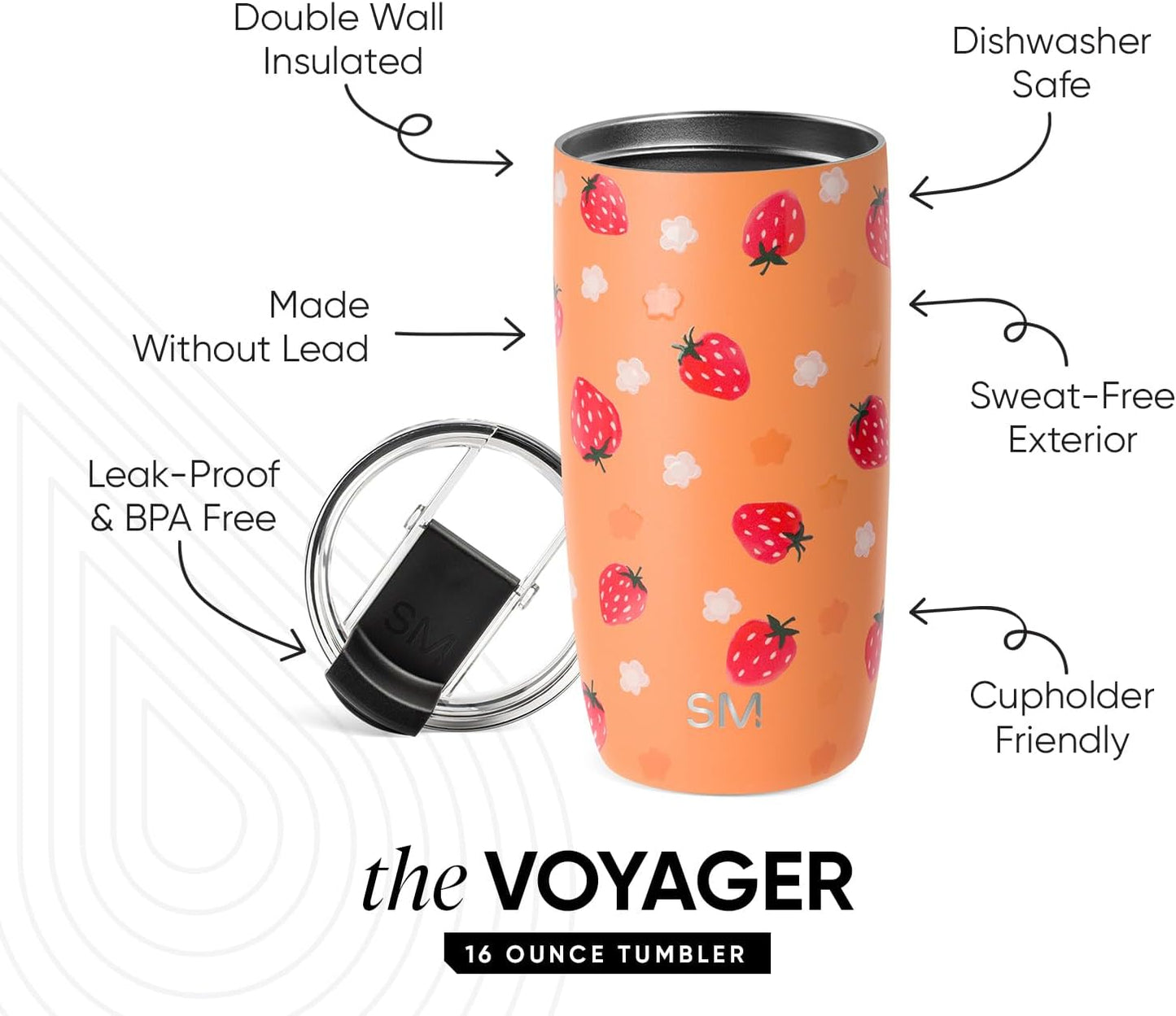 Travel Coffee Mug with Lid | 16oz | Blue | Voyager Coffee Cup, Coffee Tumbler for Hot & Iced Drinks | Insulated Stainless Steel Travel Mug | Blue Dune