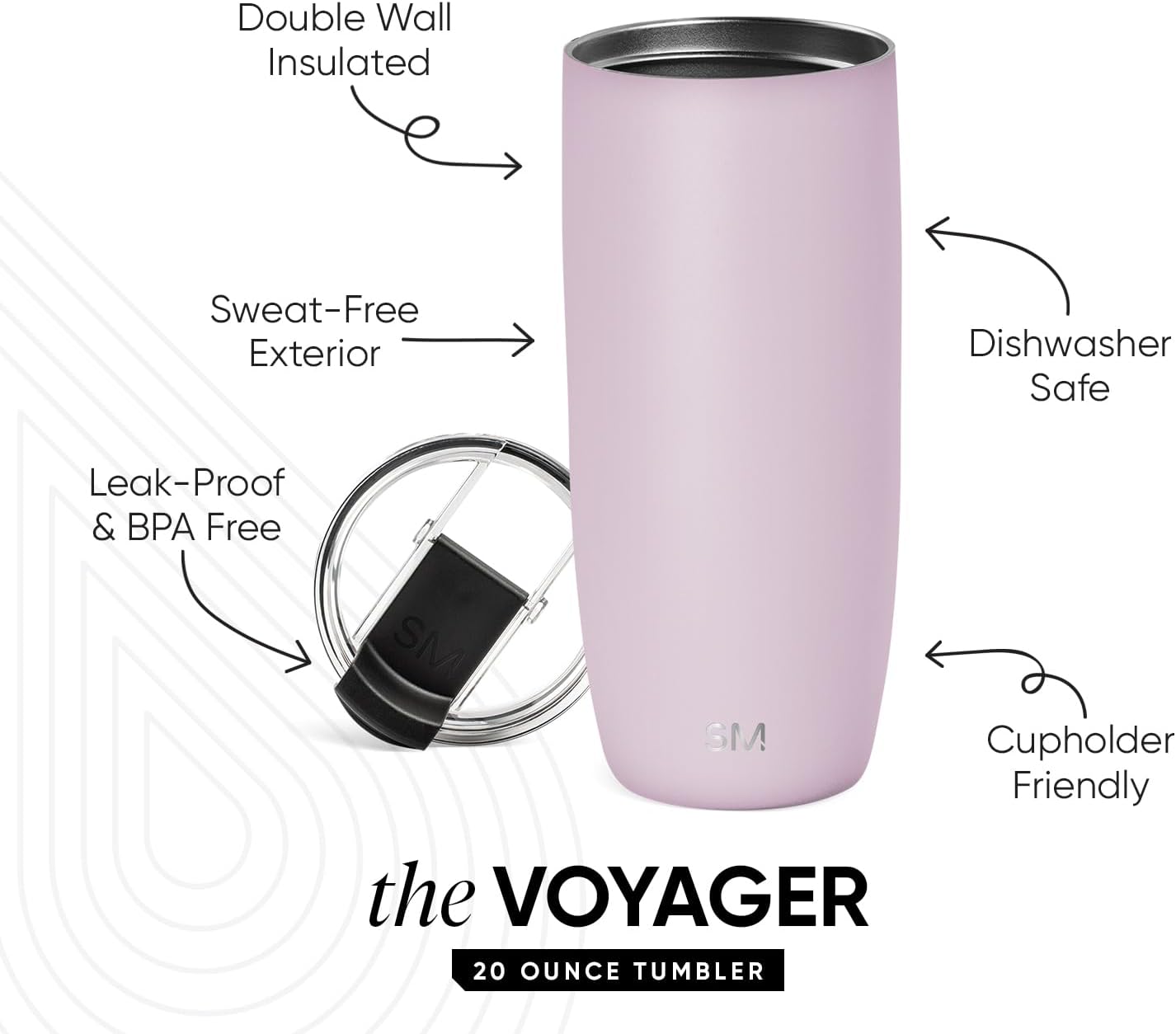 Travel Coffee Mug with Lid | 16oz | Blue | Voyager Coffee Cup, Coffee Tumbler for Hot & Iced Drinks | Insulated Stainless Steel Travel Mug | Blue Dune