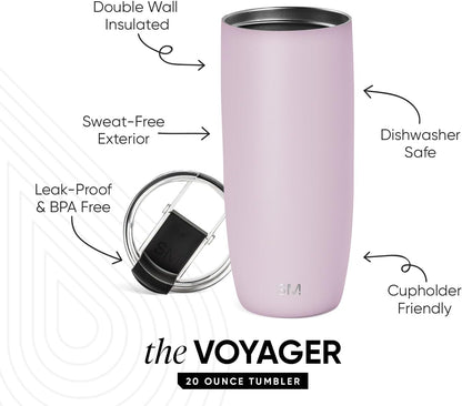 Travel Coffee Mug with Lid | 16oz | Blue | Voyager Coffee Cup, Coffee Tumbler for Hot & Iced Drinks | Insulated Stainless Steel Travel Mug | Blue Dune