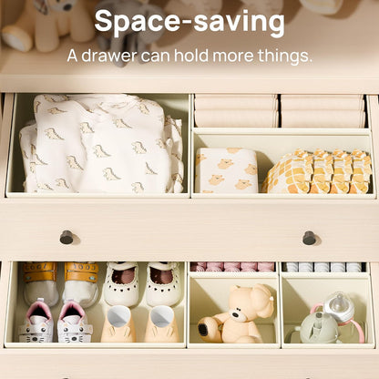 12 Pack Baby Clothes Organizer, Foldable Fabric Drawer Bins, Beige