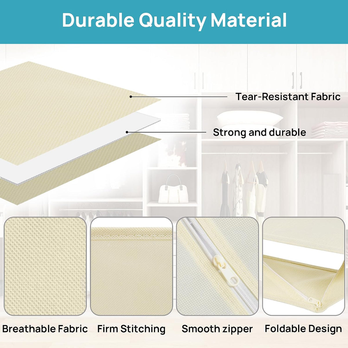 12 Pack Baby Clothes Organizer, Foldable Fabric Drawer Bins, Beige