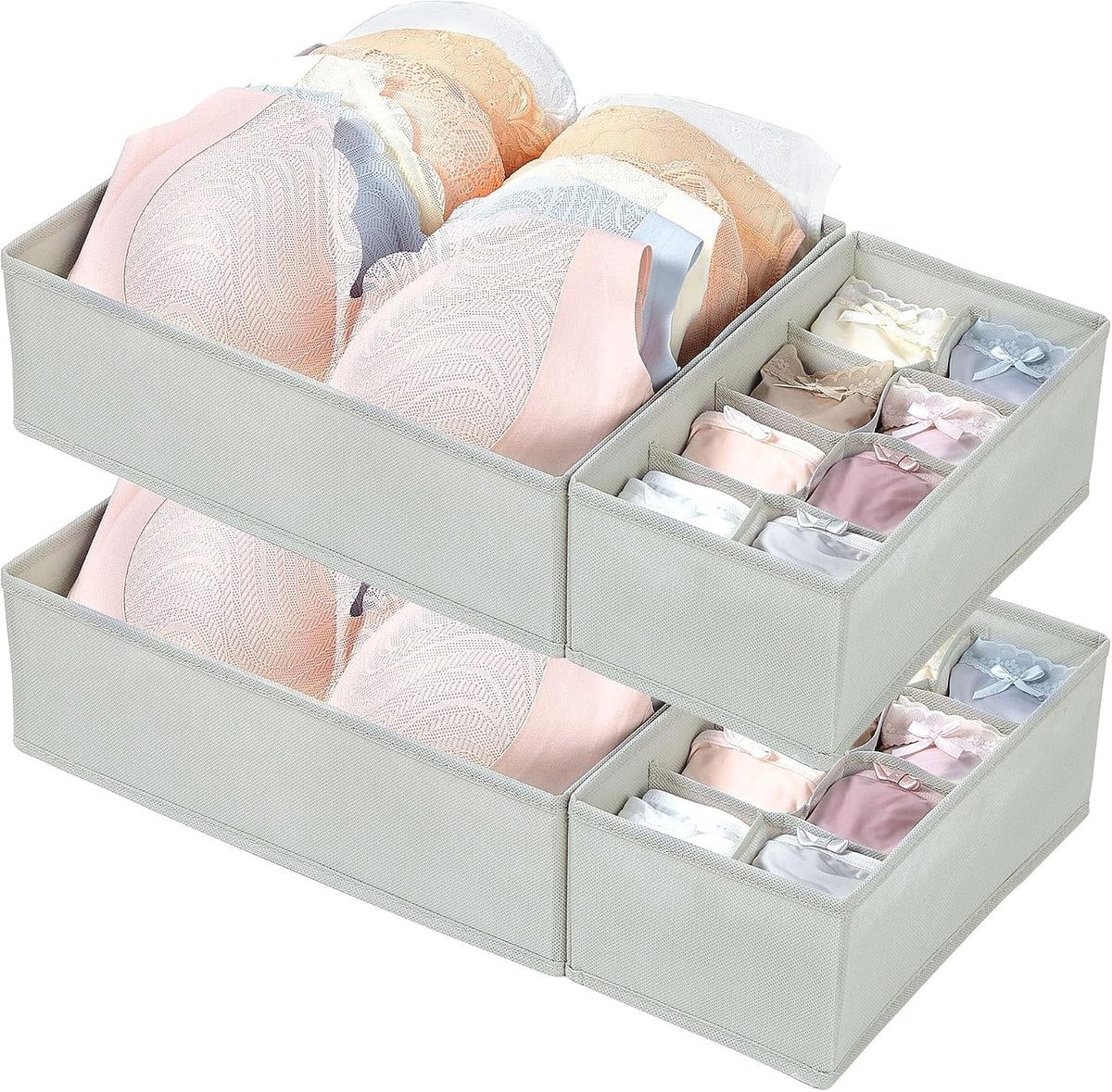 12 Pack Baby Clothes Organizer, Foldable Fabric Drawer Bins, Beige