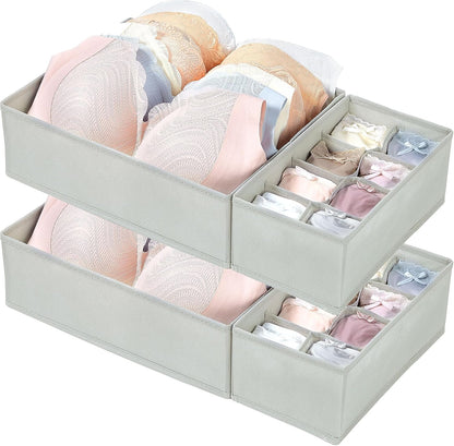 12 Pack Baby Clothes Organizer, Foldable Fabric Drawer Bins, Beige