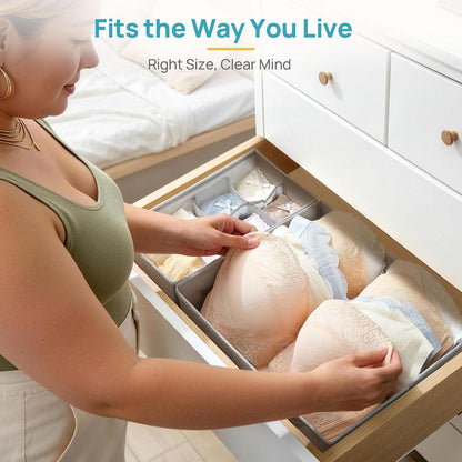 12 Pack Baby Clothes Organizer, Foldable Fabric Drawer Bins, Beige