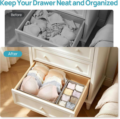 12 Pack Baby Clothes Organizer, Foldable Fabric Drawer Bins, Beige