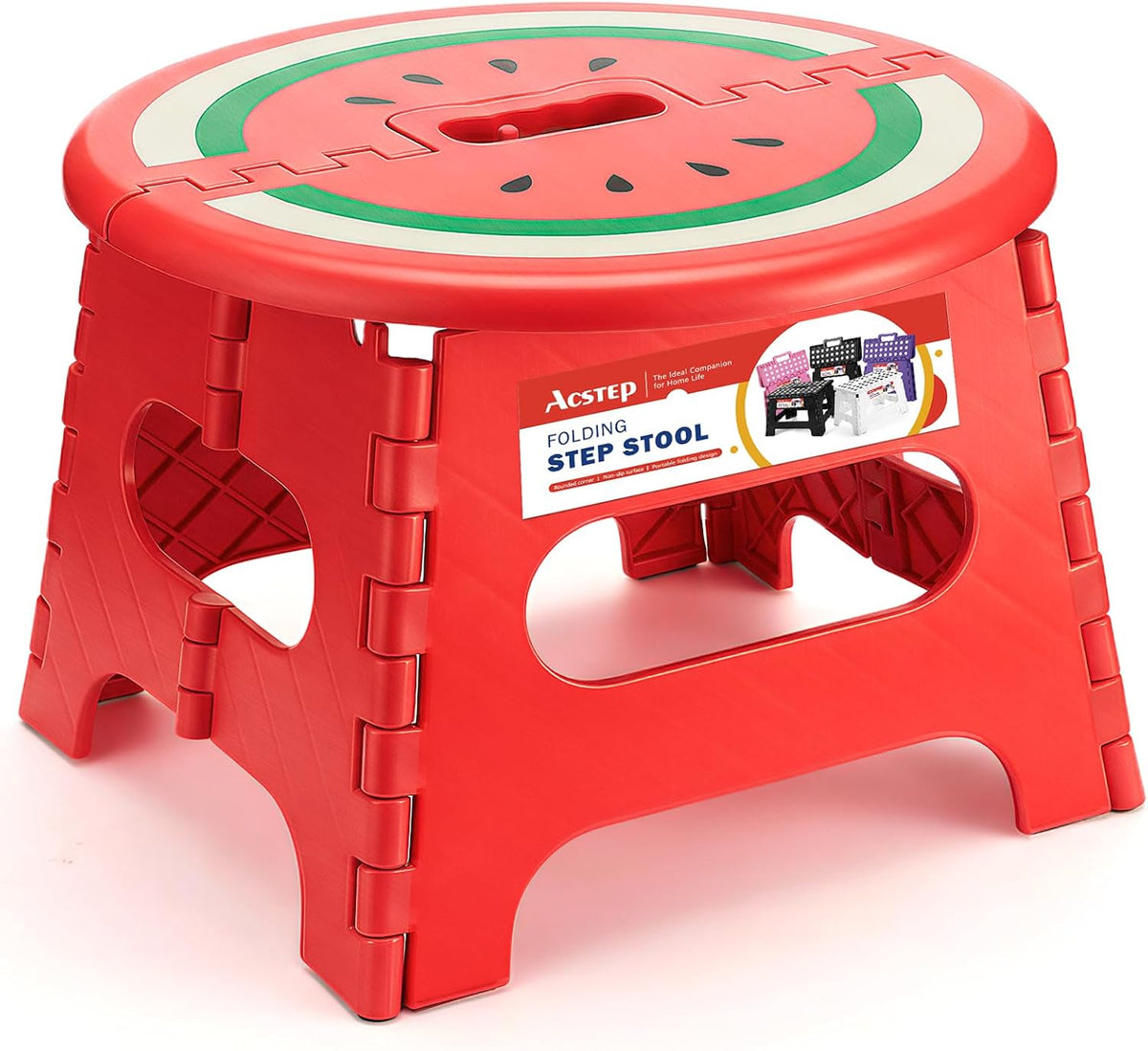 9 Inch Folding Step Stool for Kids, Sturdy Collapsible Step Stool Foldable Up to 300 lbs for Toddlers, Non Slip Foot Stools with Handle for Kitchen, Bathroom, Bedroom, Outdoor, Lemon Yellow