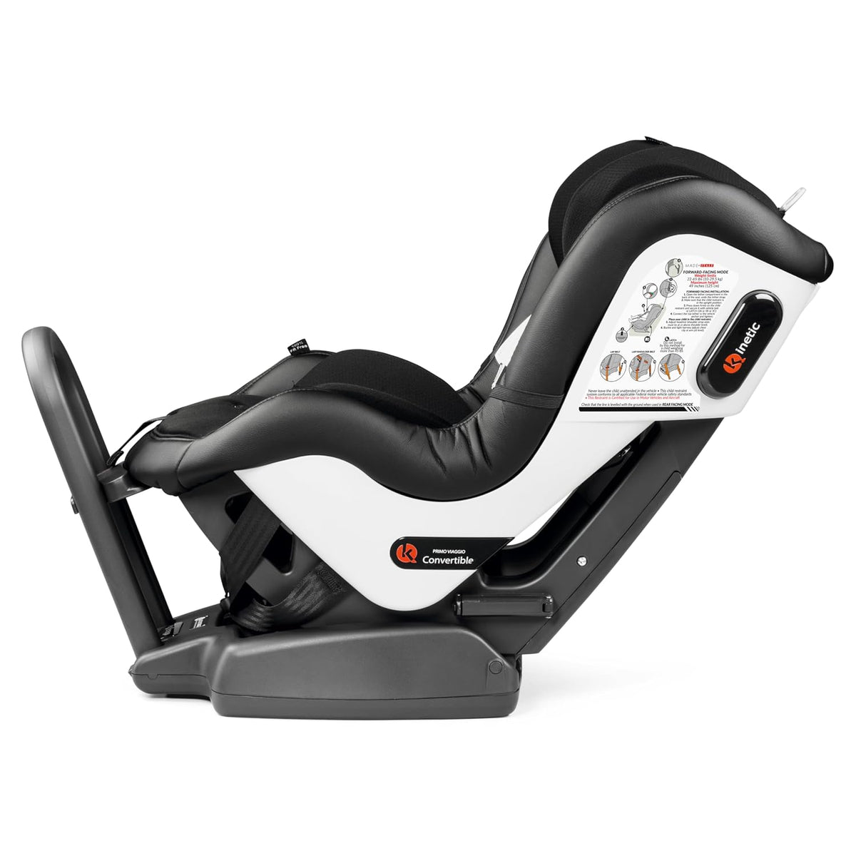 Primo Viaggio Convertible Kinetic - Reversible Car Seat - Rear Facing for Children 5 to 45 lbs and Forward Facing for Children 26.5 to 65 lbs - Made in Italy - Licorice (Black)