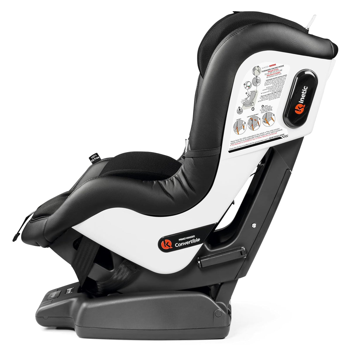 Primo Viaggio Convertible Kinetic - Reversible Car Seat - Rear Facing for Children 5 to 45 lbs and Forward Facing for Children 26.5 to 65 lbs - Made in Italy - Licorice (Black)