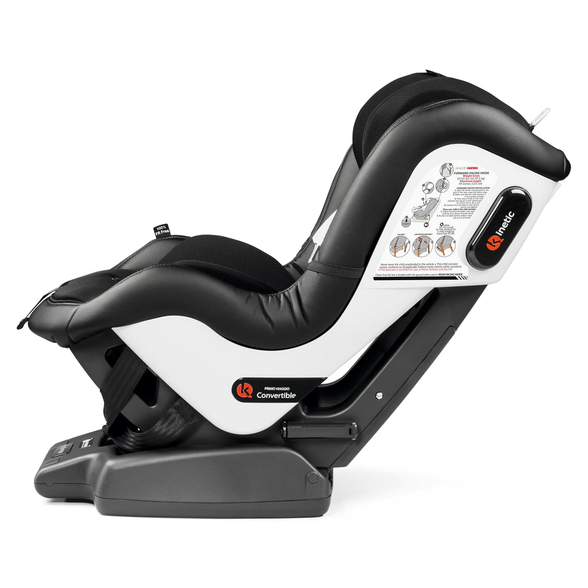 Primo Viaggio Convertible Kinetic - Reversible Car Seat - Rear Facing for Children 5 to 45 lbs and Forward Facing for Children 26.5 to 65 lbs - Made in Italy - Licorice (Black)