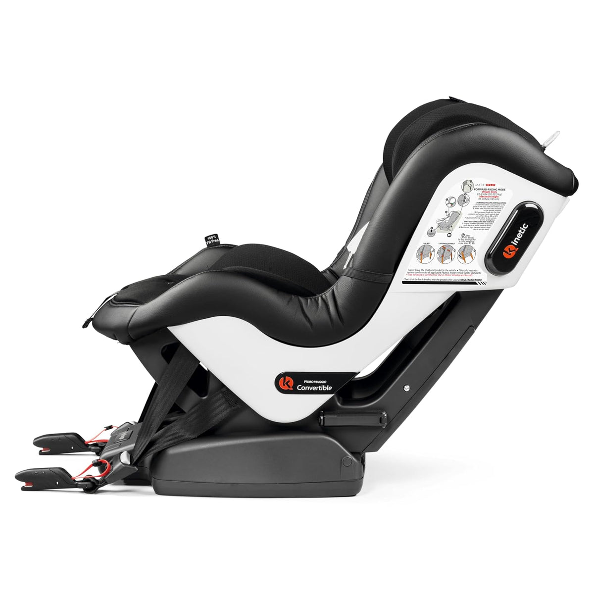 Primo Viaggio Convertible Kinetic - Reversible Car Seat - Rear Facing for Children 5 to 45 lbs and Forward Facing for Children 26.5 to 65 lbs - Made in Italy - Licorice (Black)