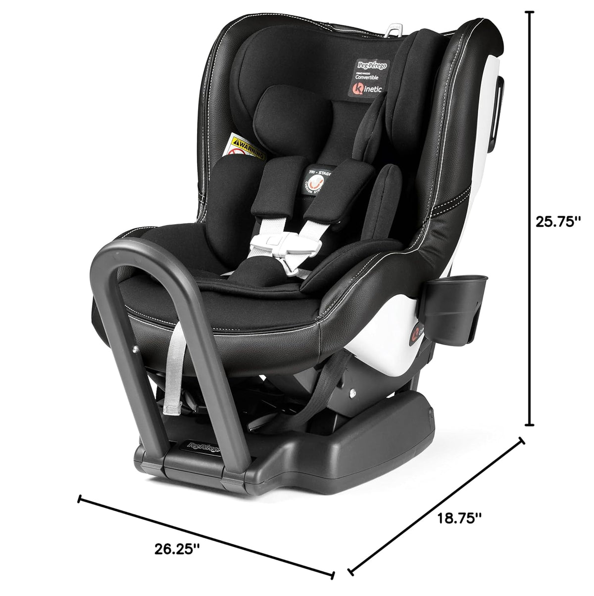Primo Viaggio Convertible Kinetic - Reversible Car Seat - Rear Facing for Children 5 to 45 lbs and Forward Facing for Children 26.5 to 65 lbs - Made in Italy - Licorice (Black)