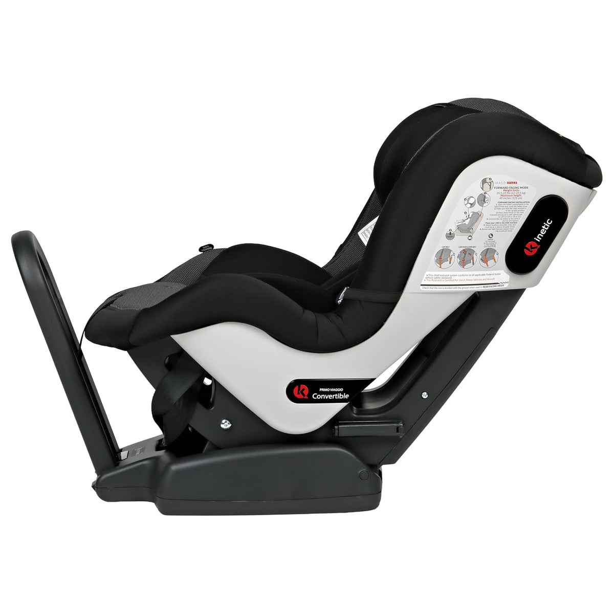 Primo Viaggio Convertible Kinetic - Reversible Car Seat - Rear Facing for Children 5 to 45 lbs and Forward Facing for Children 26.5 to 65 lbs - Made in Italy - Licorice (Black)
