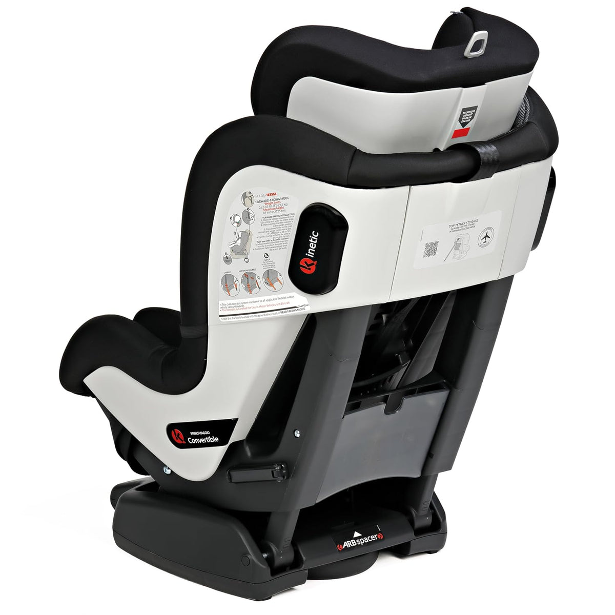 Primo Viaggio Convertible Kinetic - Reversible Car Seat - Rear Facing for Children 5 to 45 lbs and Forward Facing for Children 26.5 to 65 lbs - Made in Italy - Licorice (Black)