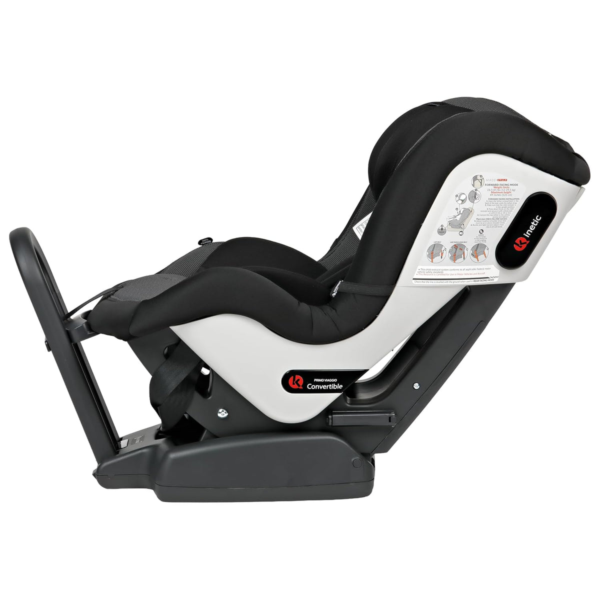 Primo Viaggio Convertible Kinetic - Reversible Car Seat - Rear Facing for Children 5 to 45 lbs and Forward Facing for Children 26.5 to 65 lbs - Made in Italy - Licorice (Black)