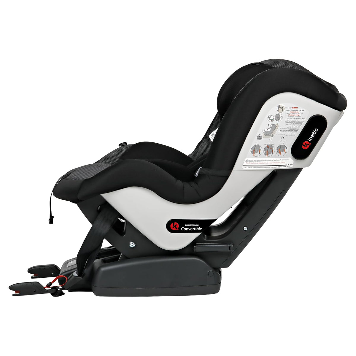 Primo Viaggio Convertible Kinetic - Reversible Car Seat - Rear Facing for Children 5 to 45 lbs and Forward Facing for Children 26.5 to 65 lbs - Made in Italy - Licorice (Black)