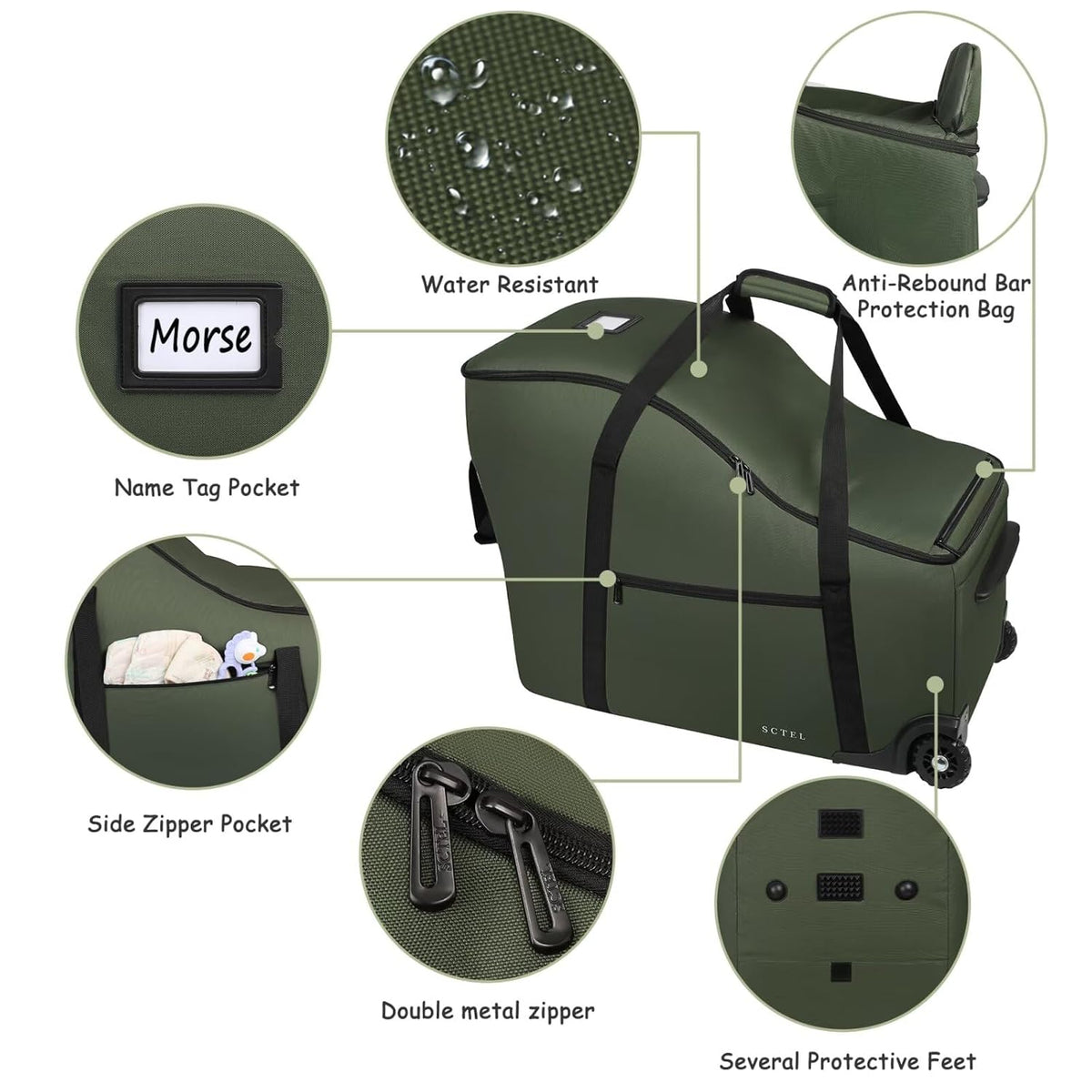 SCTEL Infant Car Seat Travel Bag Fit Doona Car Seat Stroller and Base