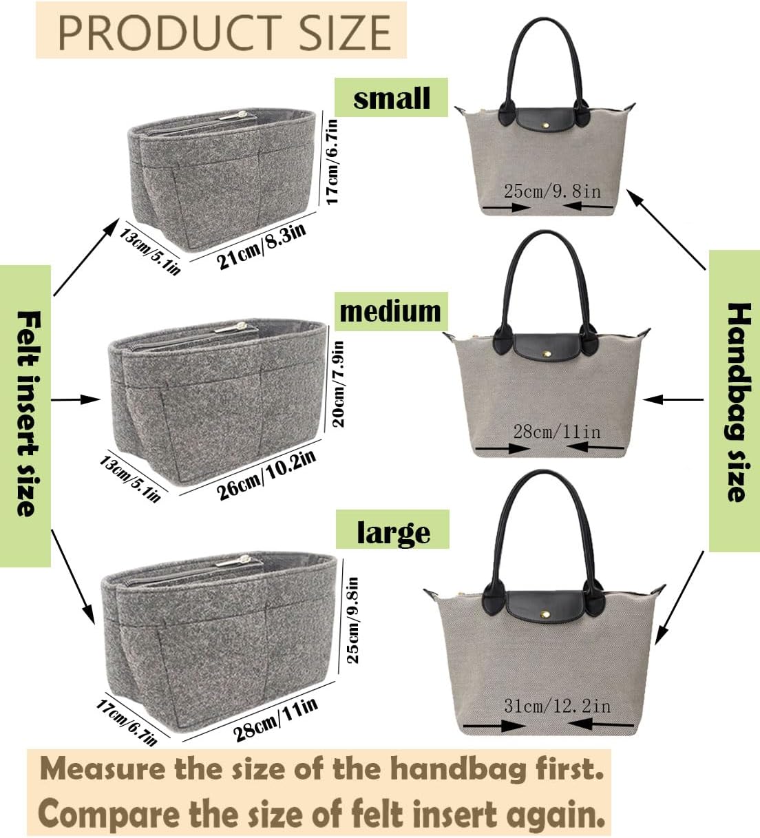 tote Organizer Insert for longchamp organizer insert le pliage purse insert small bag organizer handbag 1032beige-S