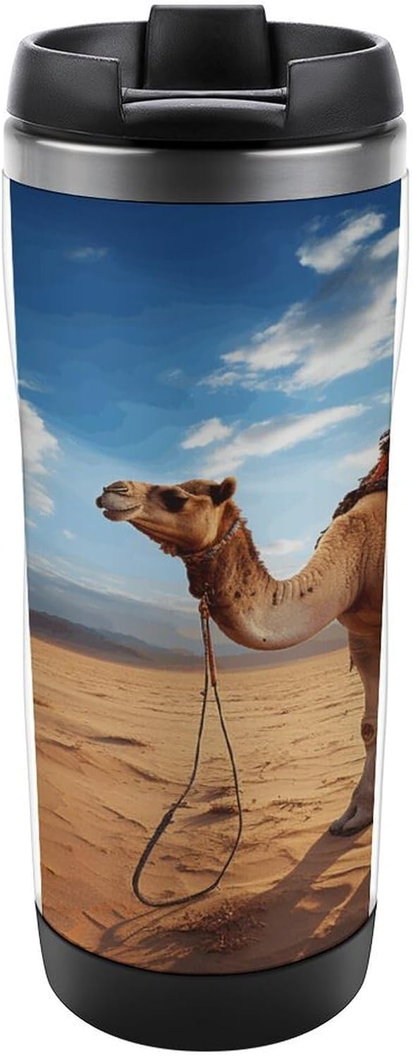 13oz Insulated Travel Coffee Mug Reusable Coffee Cup Water Bottle | Camel Blue Sky Travel Mug with Leak Proof Lid Double Wall Stainless Steel Coffee Tumbler Personalized Gift