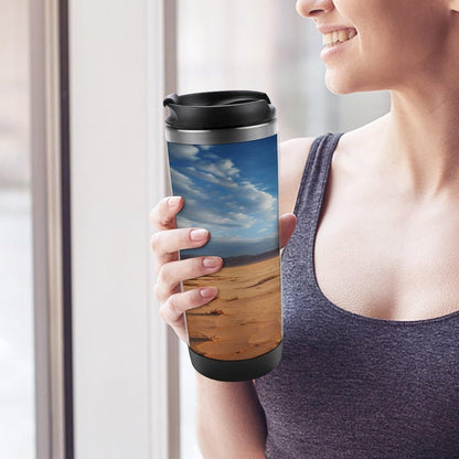 13oz Insulated Travel Coffee Mug Reusable Coffee Cup Water Bottle | Camel Blue Sky Travel Mug with Leak Proof Lid Double Wall Stainless Steel Coffee Tumbler Personalized Gift