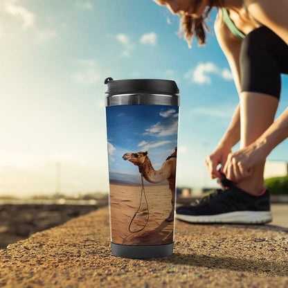 13oz Insulated Travel Coffee Mug Reusable Coffee Cup Water Bottle | Camel Blue Sky Travel Mug with Leak Proof Lid Double Wall Stainless Steel Coffee Tumbler Personalized Gift