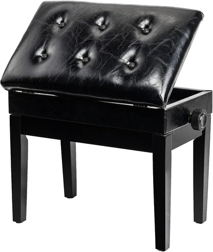 Piano Bench Adjustable with Storage Faux Leather Wooden Seat