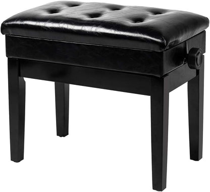Piano Bench Adjustable with Storage Faux Leather Wooden Seat
