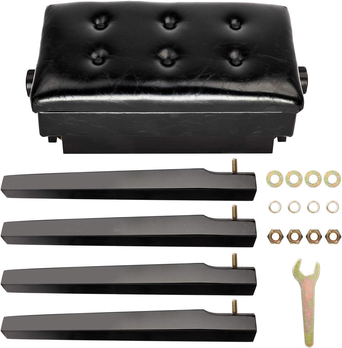 Piano Bench Adjustable with Storage Faux Leather Wooden Seat