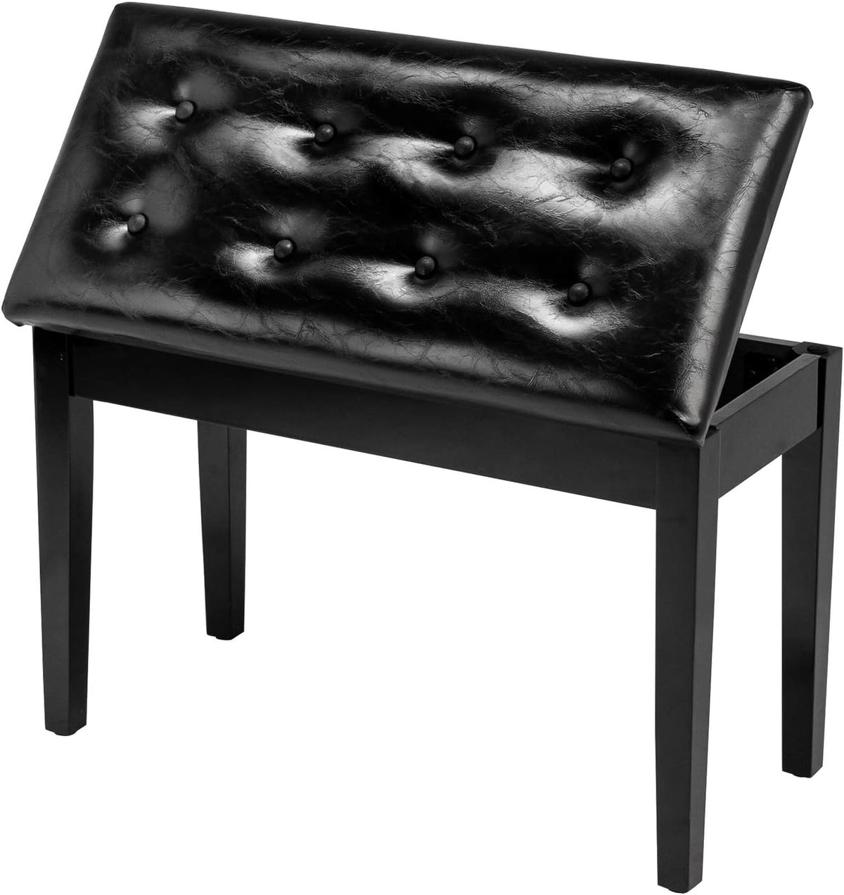 Piano Bench Adjustable with Storage Faux Leather Wooden Seat