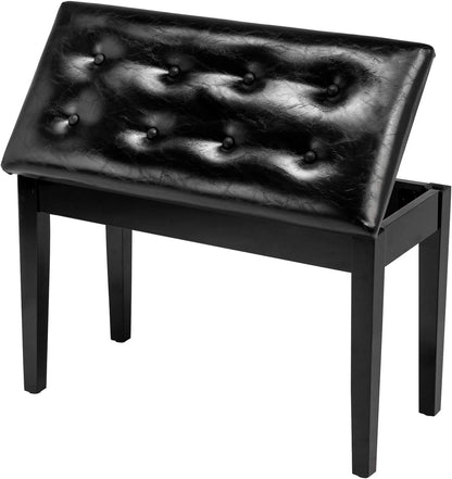 Piano Bench Adjustable with Storage Faux Leather Wooden Seat
