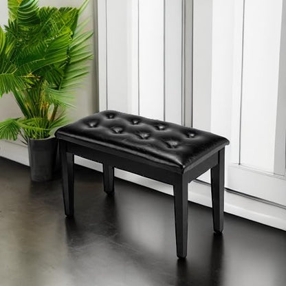 Piano Bench Adjustable with Storage Faux Leather Wooden Seat