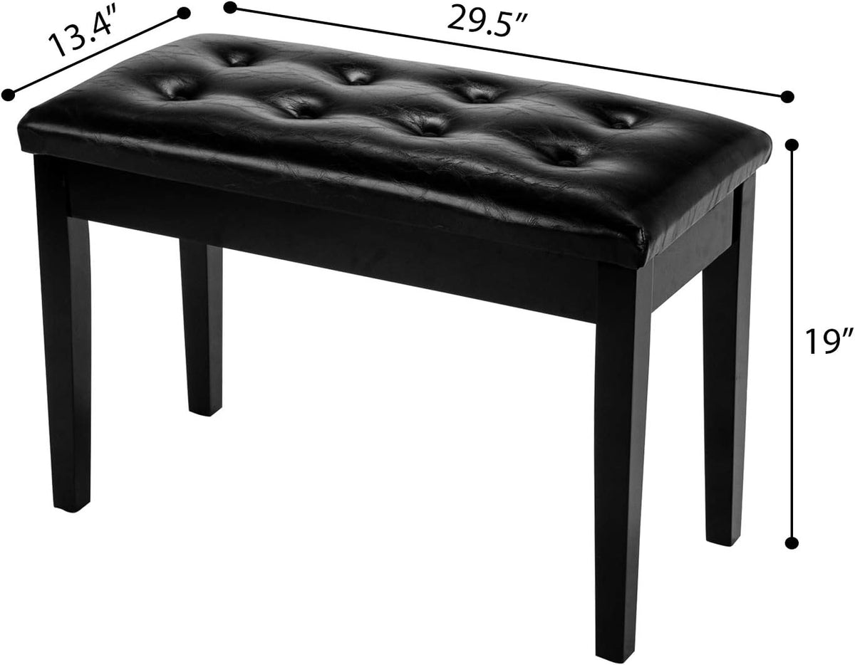 Piano Bench Adjustable with Storage Faux Leather Wooden Seat
