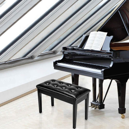 Piano Bench Adjustable with Storage Faux Leather Wooden Seat