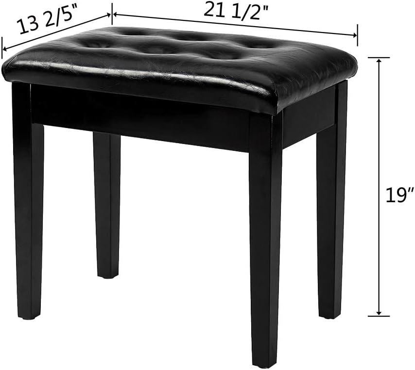Piano Bench Adjustable with Storage Faux Leather Wooden Seat
