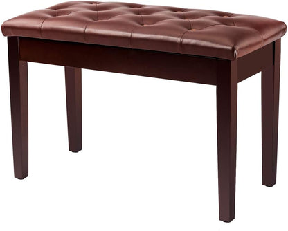 Piano Bench Adjustable with Storage Faux Leather Wooden Seat