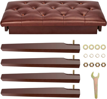 Piano Bench Adjustable with Storage Faux Leather Wooden Seat