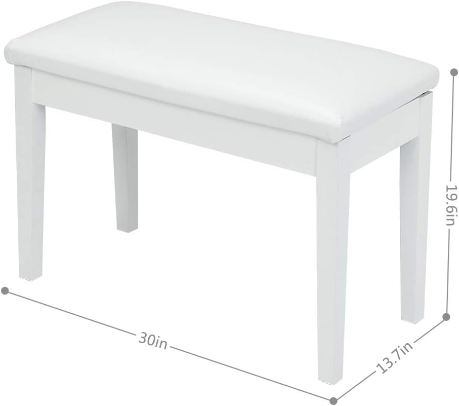 Piano Bench Adjustable with Storage Faux Leather Wooden Seat