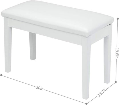 Piano Bench Adjustable with Storage Faux Leather Wooden Seat