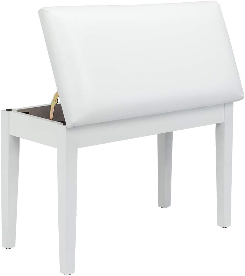 Piano Bench Adjustable with Storage Faux Leather Wooden Seat