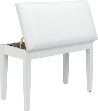 Piano Bench Adjustable with Storage Faux Leather Wooden Seat