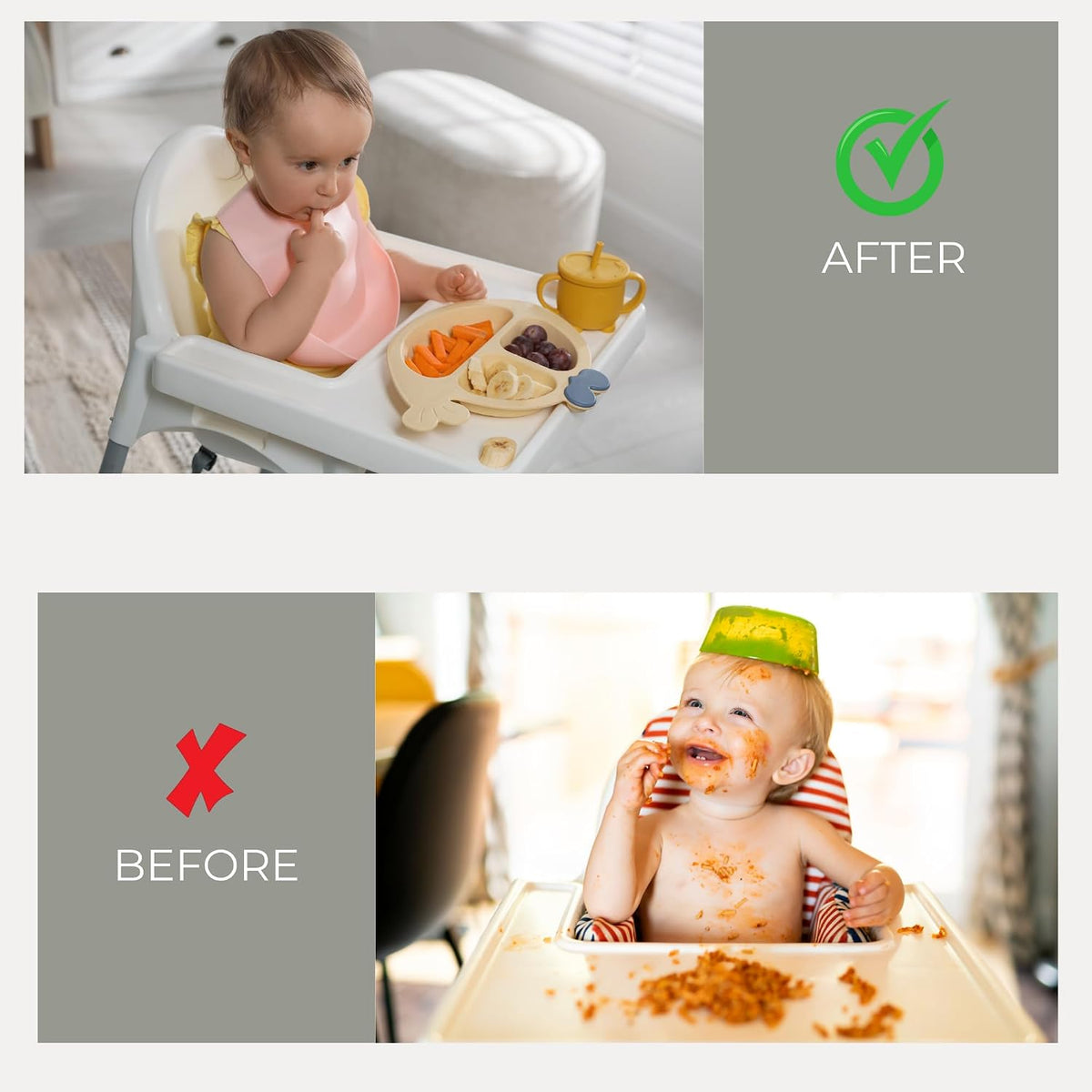 koala Silicone Baby Feeding Set, Baby Spoons Fork Suction Bowl Divided Plate Bib Cup Food Eating Utensils - 6+ Months (LIght Brown)