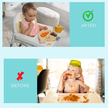 koala Silicone Baby Feeding Set, Baby Spoons Fork Suction Bowl Divided Plate Bib Cup Food Eating Utensils - 6+ Months (LIght Brown)