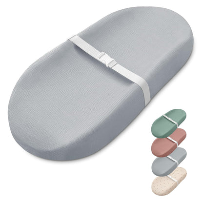 Contoured Changing Pad with Soft & Washable Cover, Waterproof Lining Foam Baby Changing Table Pads for Dresser Top, Secure with Security Strap and Two High Curved Sides, 32”×16”, Sage Green