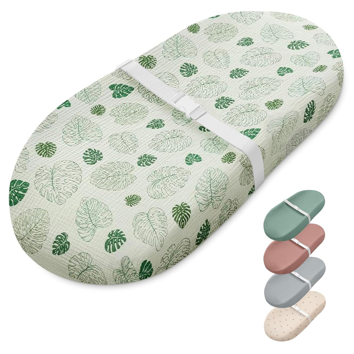 Contoured Changing Pad with Soft & Washable Cover, Waterproof Lining Foam Baby Changing Table Pads for Dresser Top, Secure with Security Strap and Two High Curved Sides, 32”×16”, Sage Green